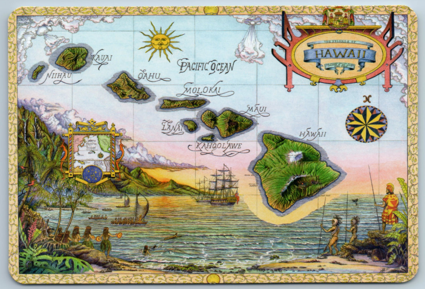 Aloha Hawaii - South Seas - Vintage Hawaiian Art - Box Set of 10 Hawaii Postcards