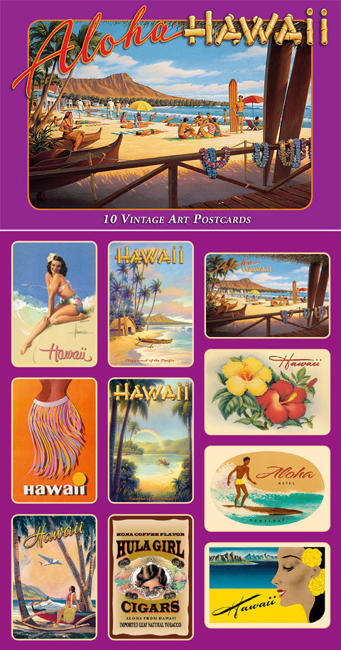 Aloha Hawaii - Waikiki - Vintage Hawaiian Art - Box Set of 10 Hawaii Postcards